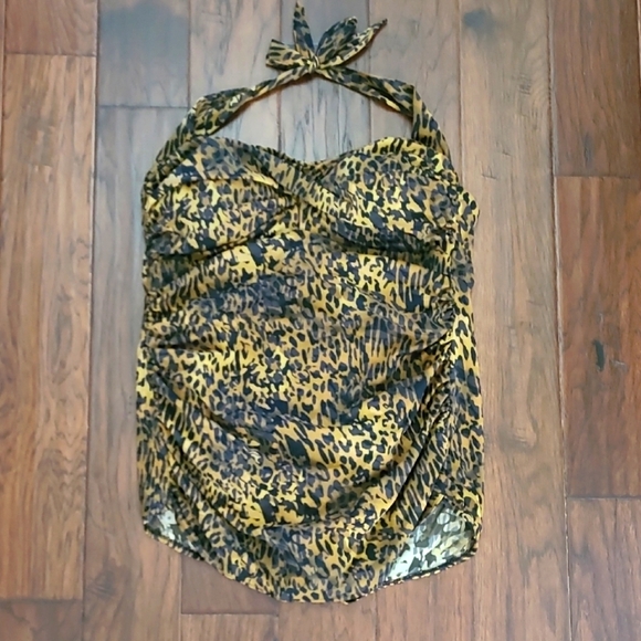 Catalina Other - Suddenly Slim by Catalina leopard print halter swimsuit size 3X (22W-24W)